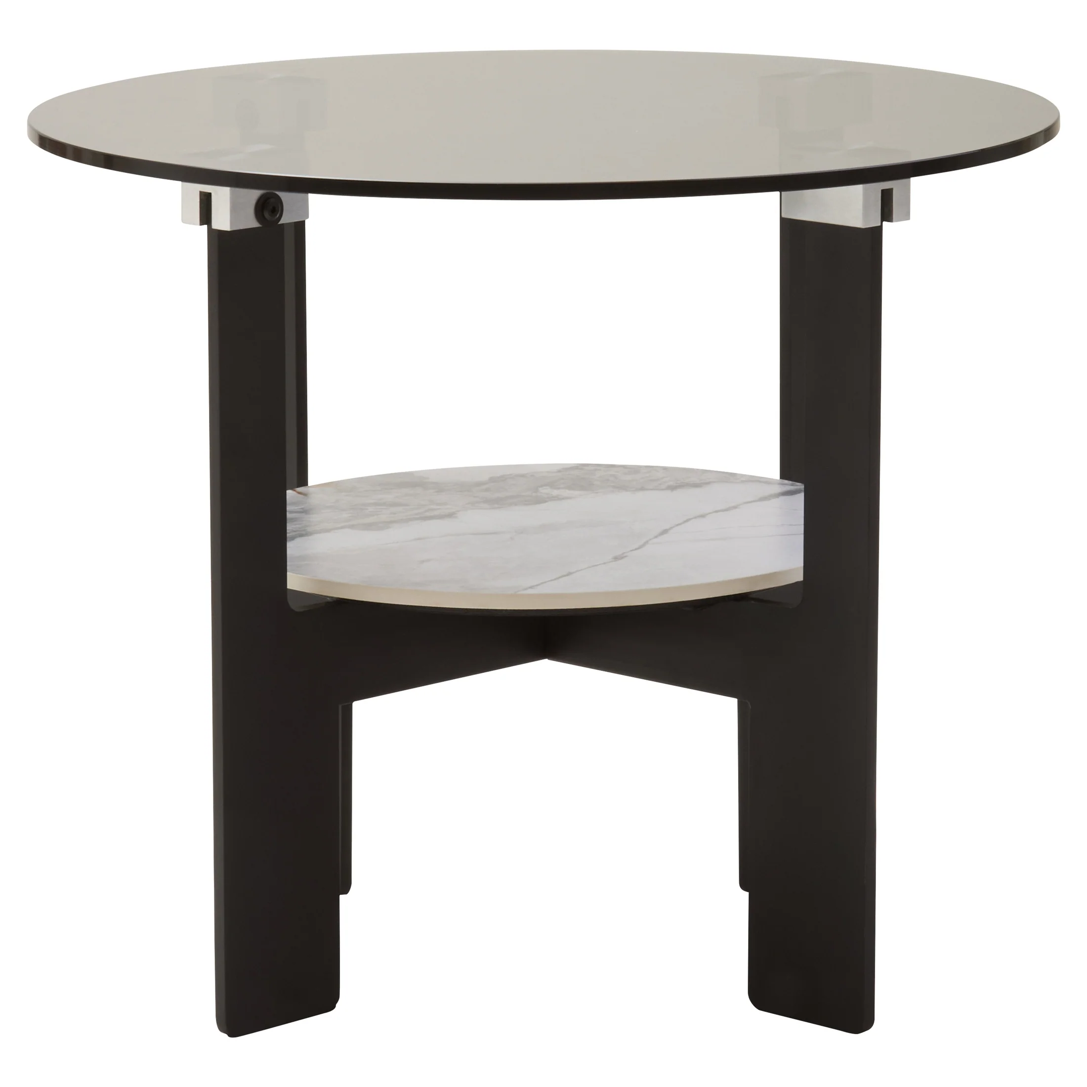 Impero Round Grey Glass And Ceramic Small Coffee Table