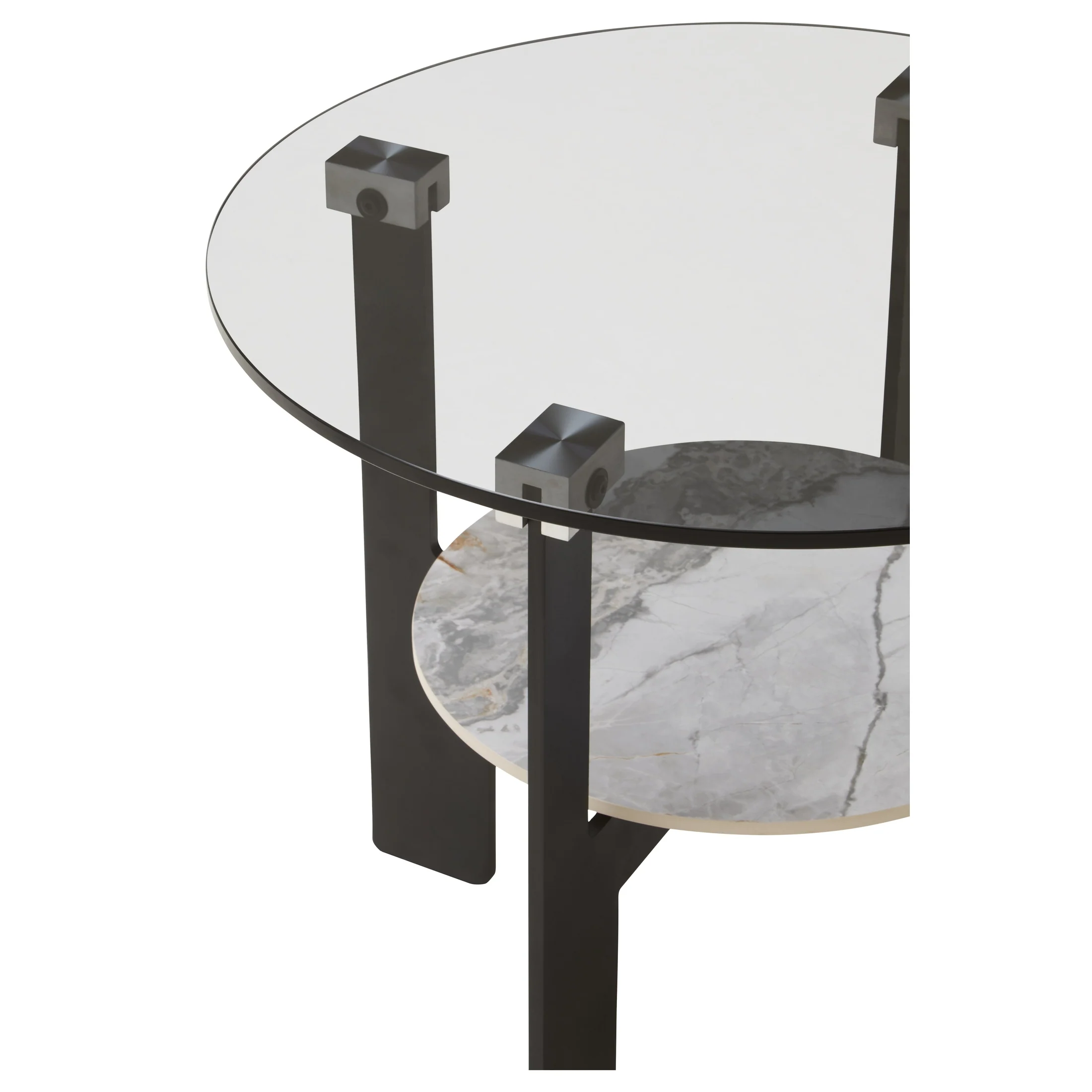 Impero Round Grey Glass And Ceramic Small Coffee Table - Image 6