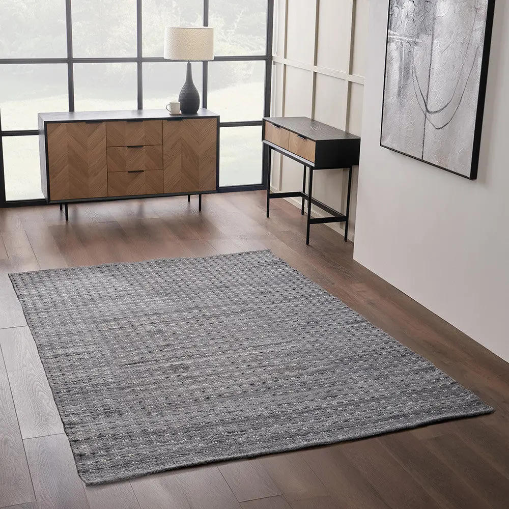 Indoor Outdoor Double Stitch Design Rug Large - Grey - Image 2
