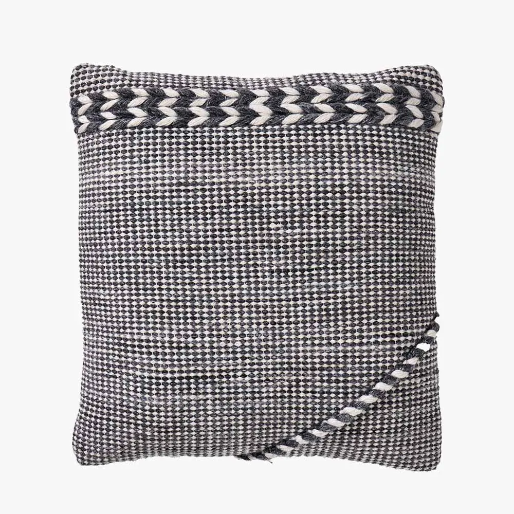Indoor Outdoor Plaited Stripe Scatter Cushion in Grey & White