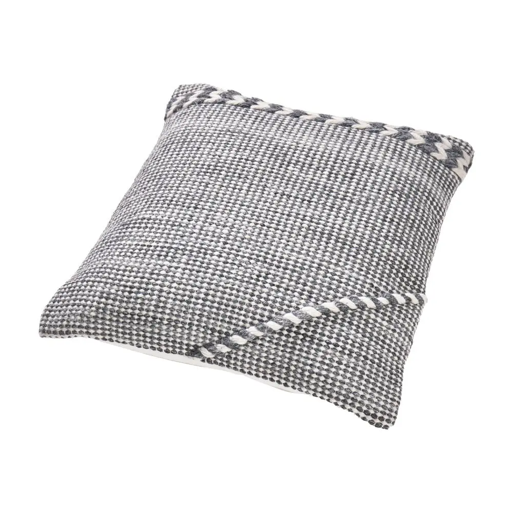 Indoor Outdoor Plaited Stripe Scatter Cushion in Grey & White - Image 5