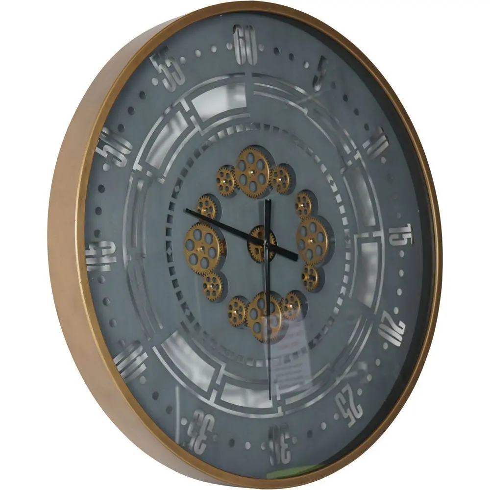 Industrial Round Gold and Grey Wall Clock - Image 3