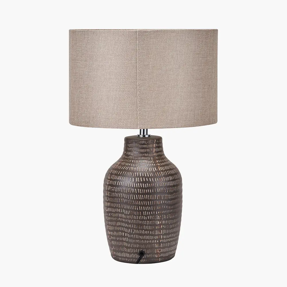 Kai Earth Coloured Textured Tall Ceramic Table Lamp - Image 3