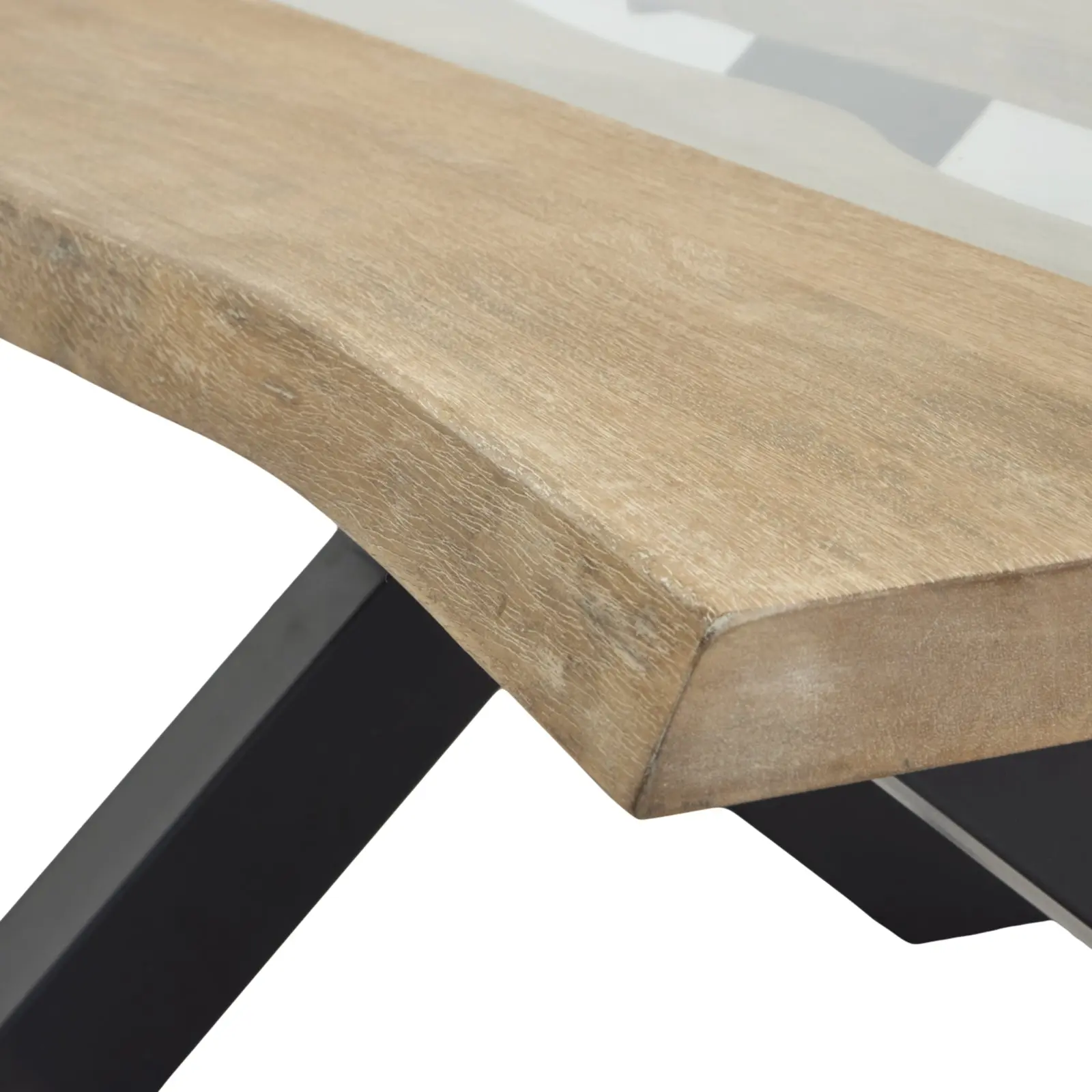 Kaipo Live Edge Light Acacia River Coffee Table – Resin Inlay Design - Image 3