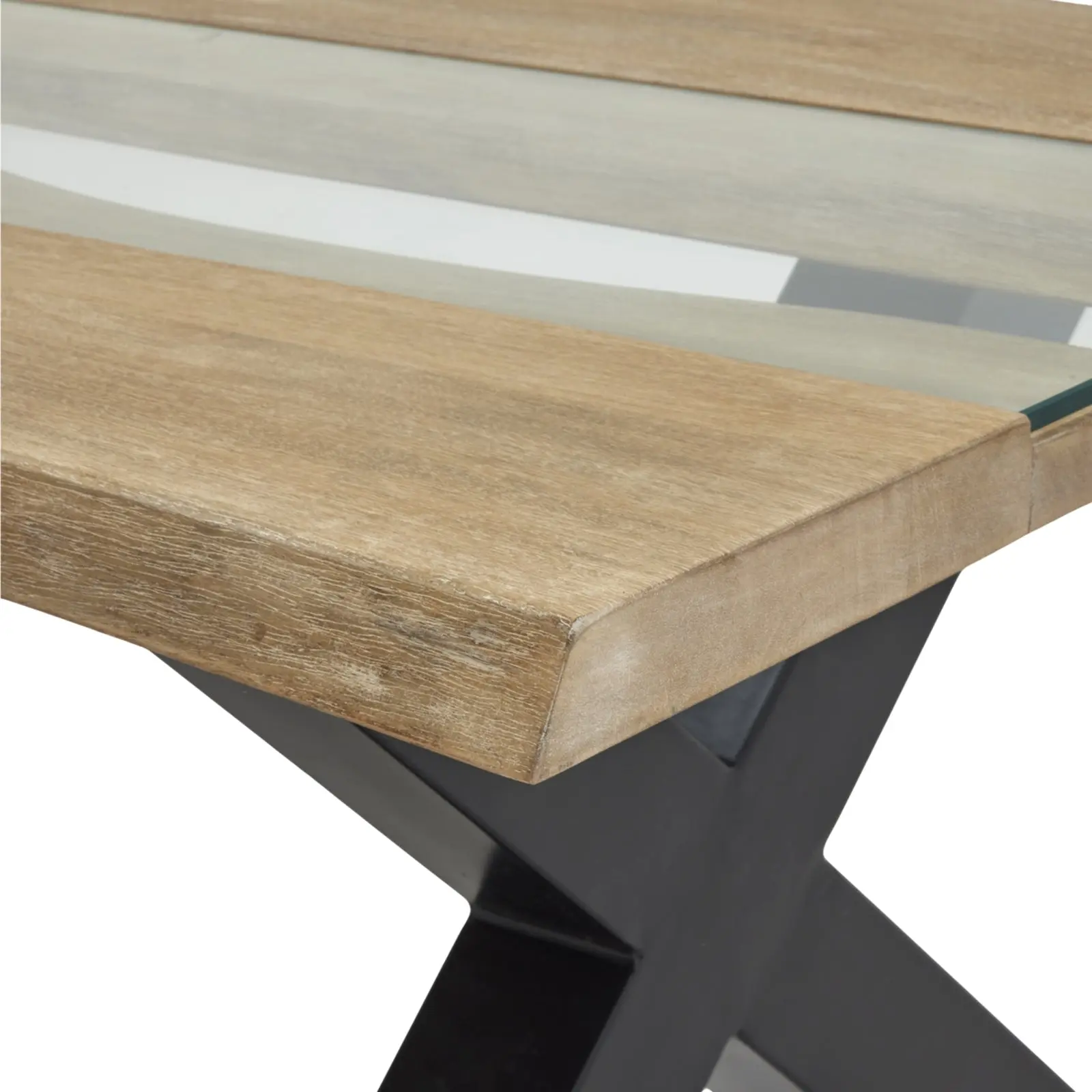 Kaipo Live Edge Light Acacia River Coffee Table – Resin Inlay Design - Image 6