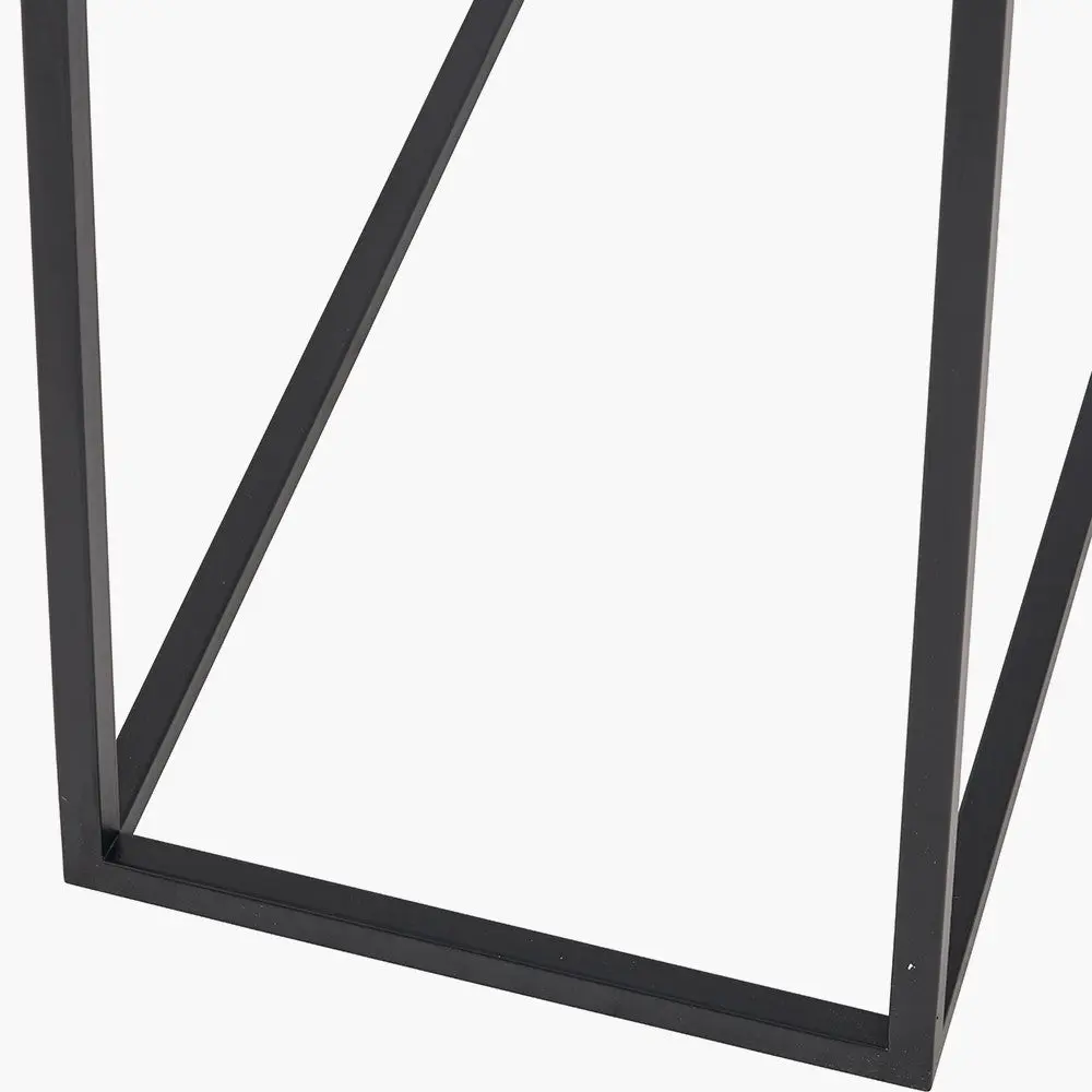 Kalani White Marble and Black Metal Rectangular Console Table - Image 6