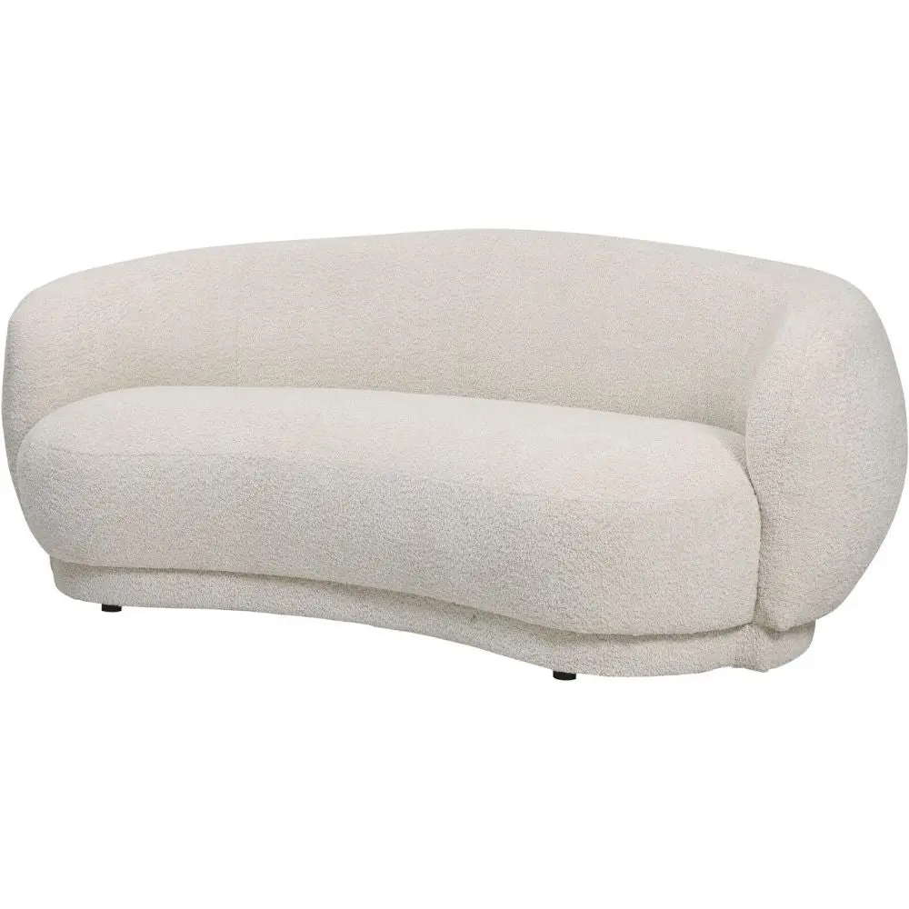 Kason Curved Mini Sofa in Cream – Modern Bouclé Compact Sofa - Image 2