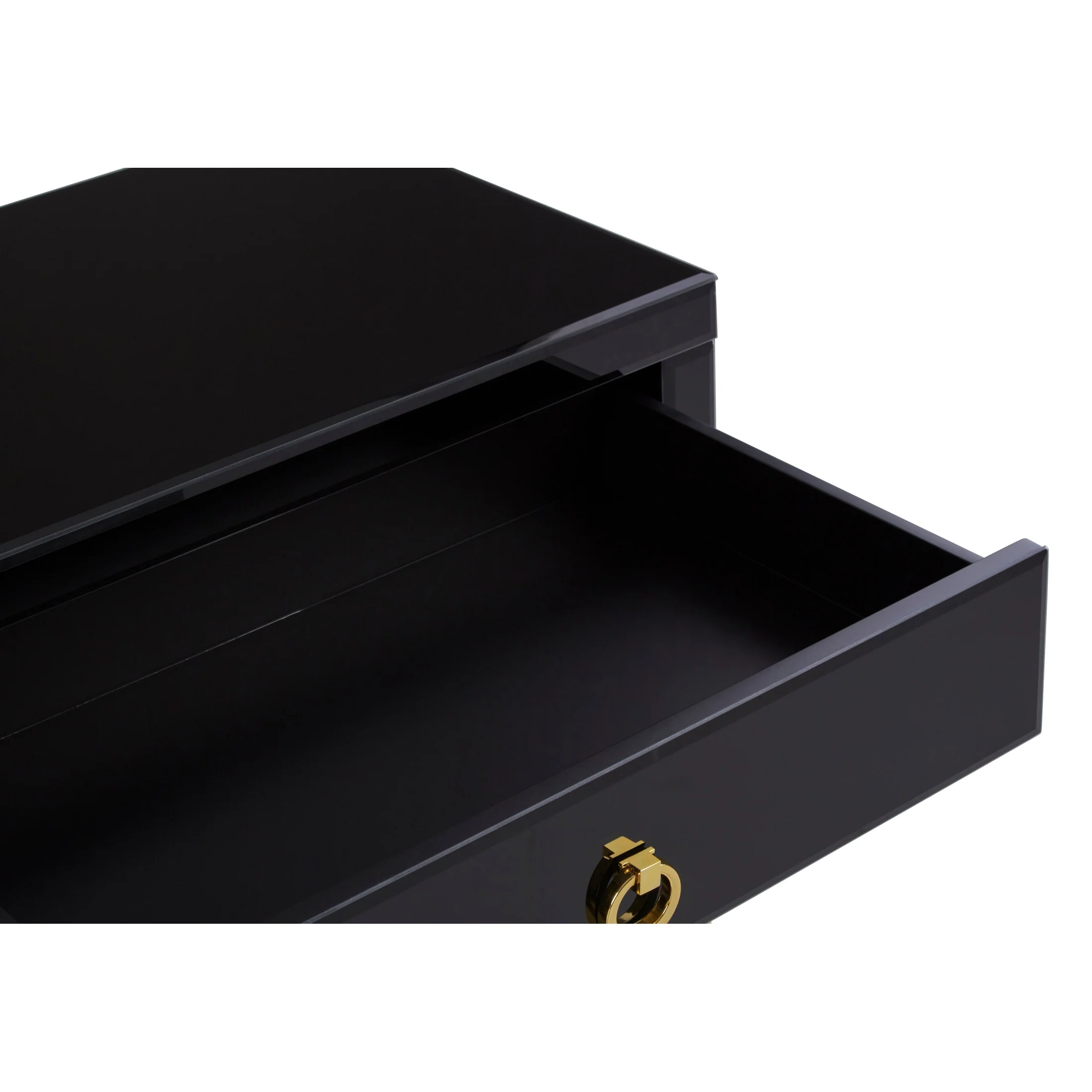 Kenswick Townhouse Black Mirror Console Table with Gold Frame - Image 8