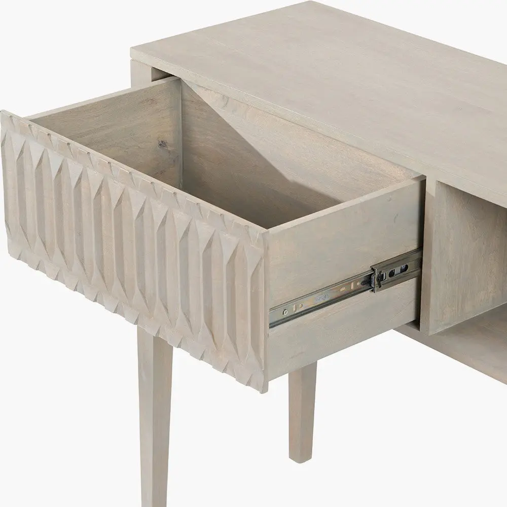Khao Light Grey Mango Wood 1 Drawer Console Table - Image 8