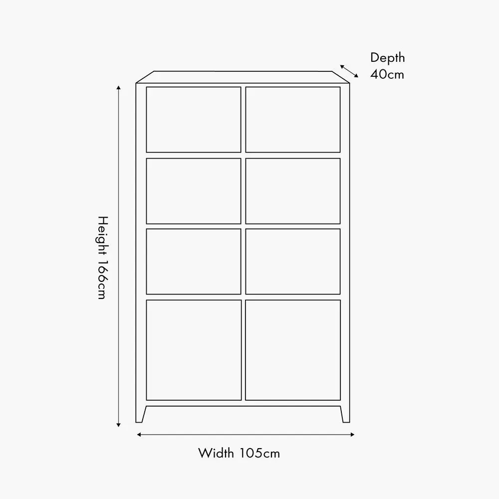 Khao Light Grey Mango Wood Shelving Unit – Bookcase with 2 Doors & 6 Niches - Image 12