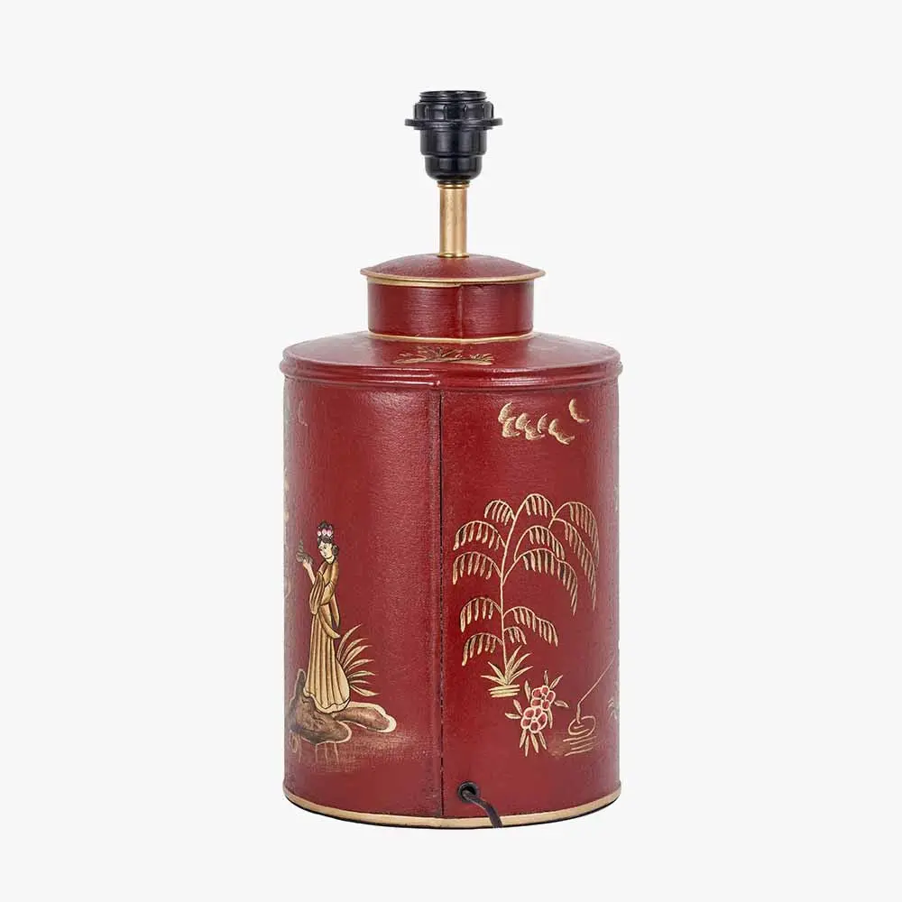 Landscape Red Hand Painted Metal Table Lamp Base - Image 3