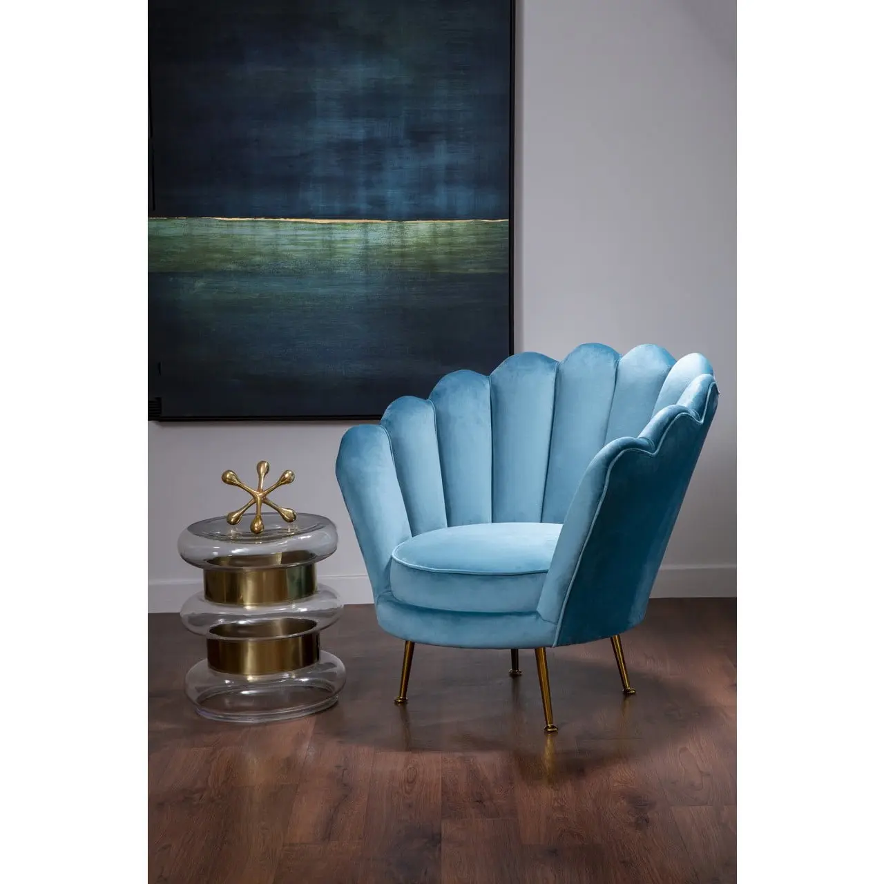 Lara Blue Scalloped Chair - Image 3