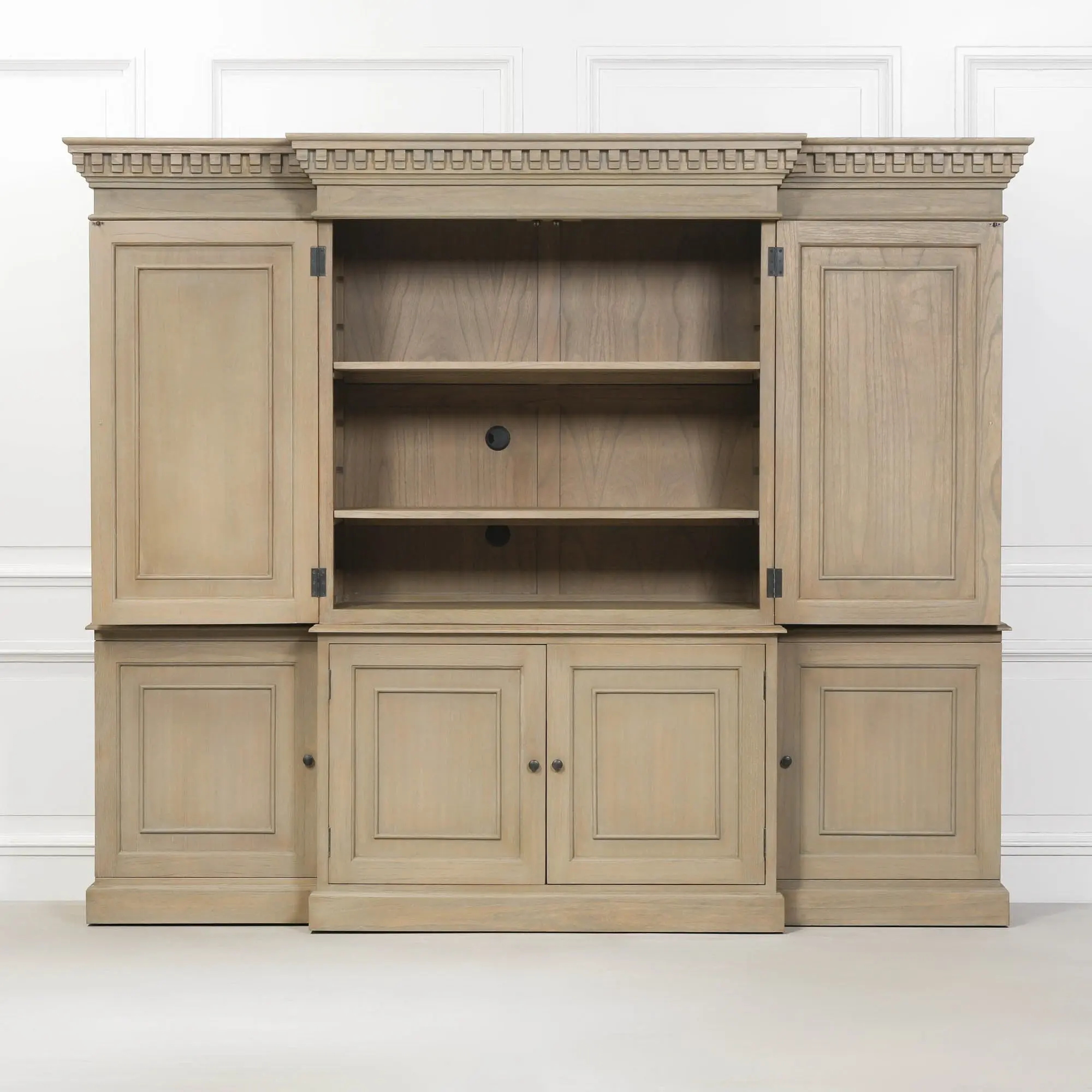 Large Wooden Triple Breakfront TV Cabinet - Image 6