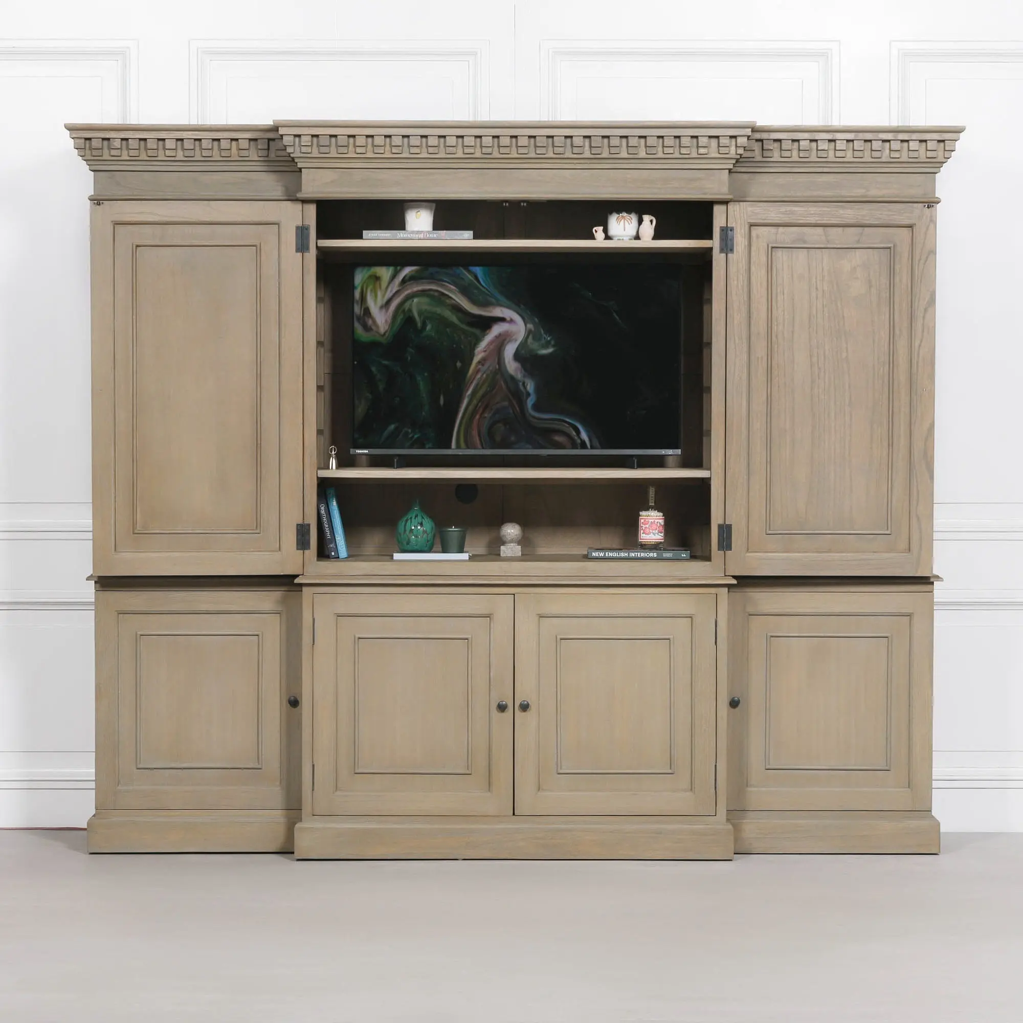 Large Wooden Triple Breakfront TV Cabinet - Image 7