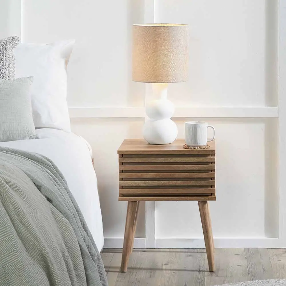 Larvik Natural Eucalyptus Wood 1 Drawer Bedside table – Scandinavian Style - Image 2