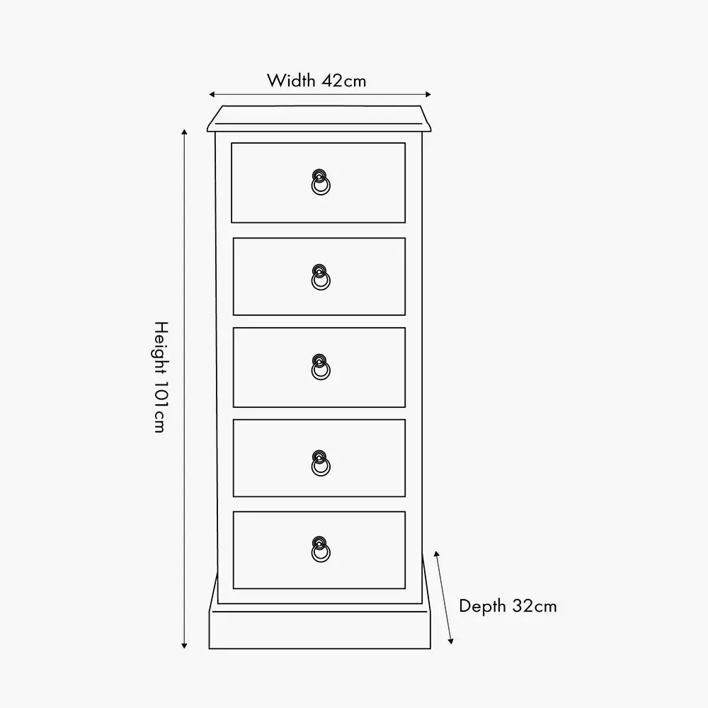 Loft Blue Multicoloured Pine Wood 5 Drawer Unit – Industrial Style Storage - Image 2