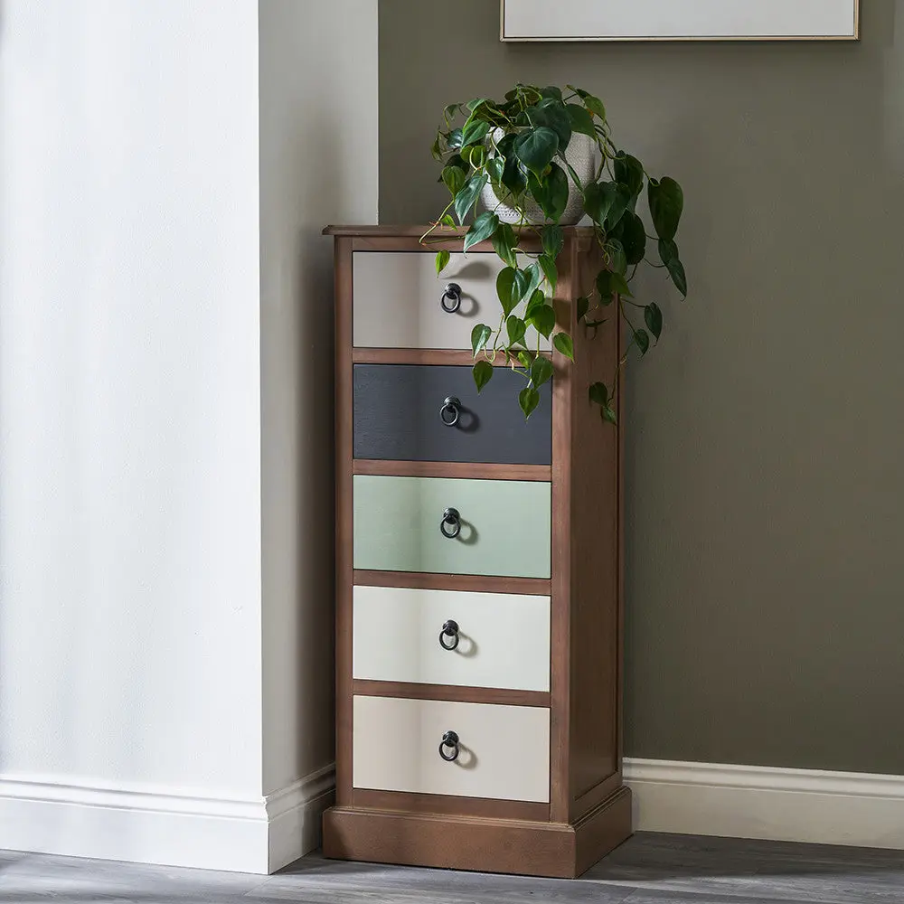 Loft Sage Multicoloured Pine Wood 5 Drawer Chest – Industrial Storage Unit - Image 9