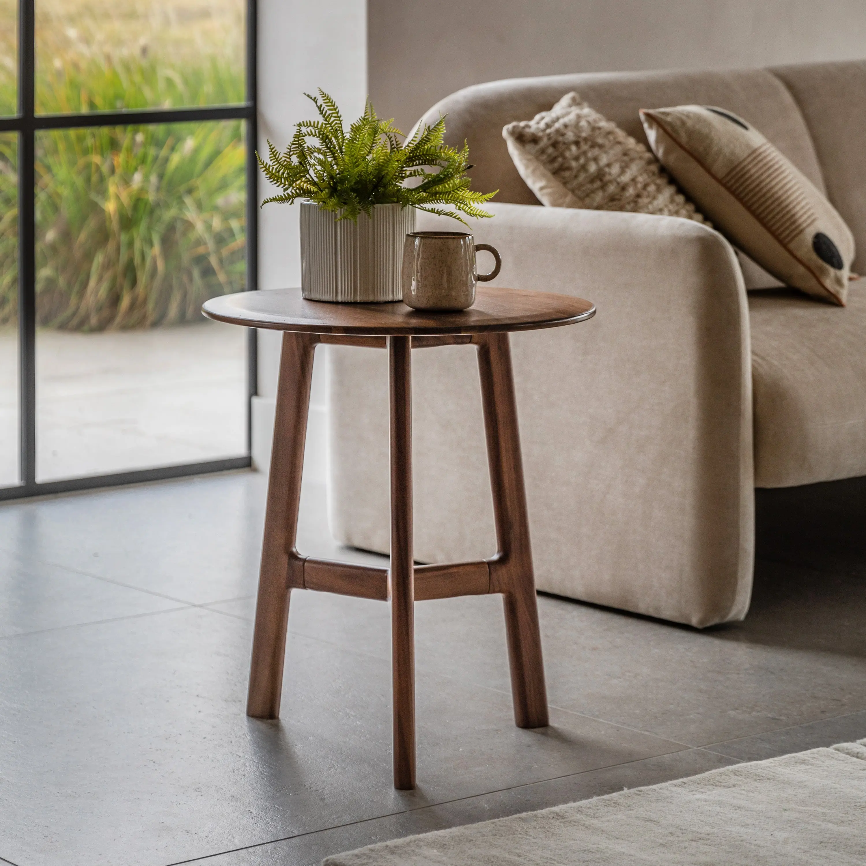 Madaro Round Side Table in Walnut - Image 5