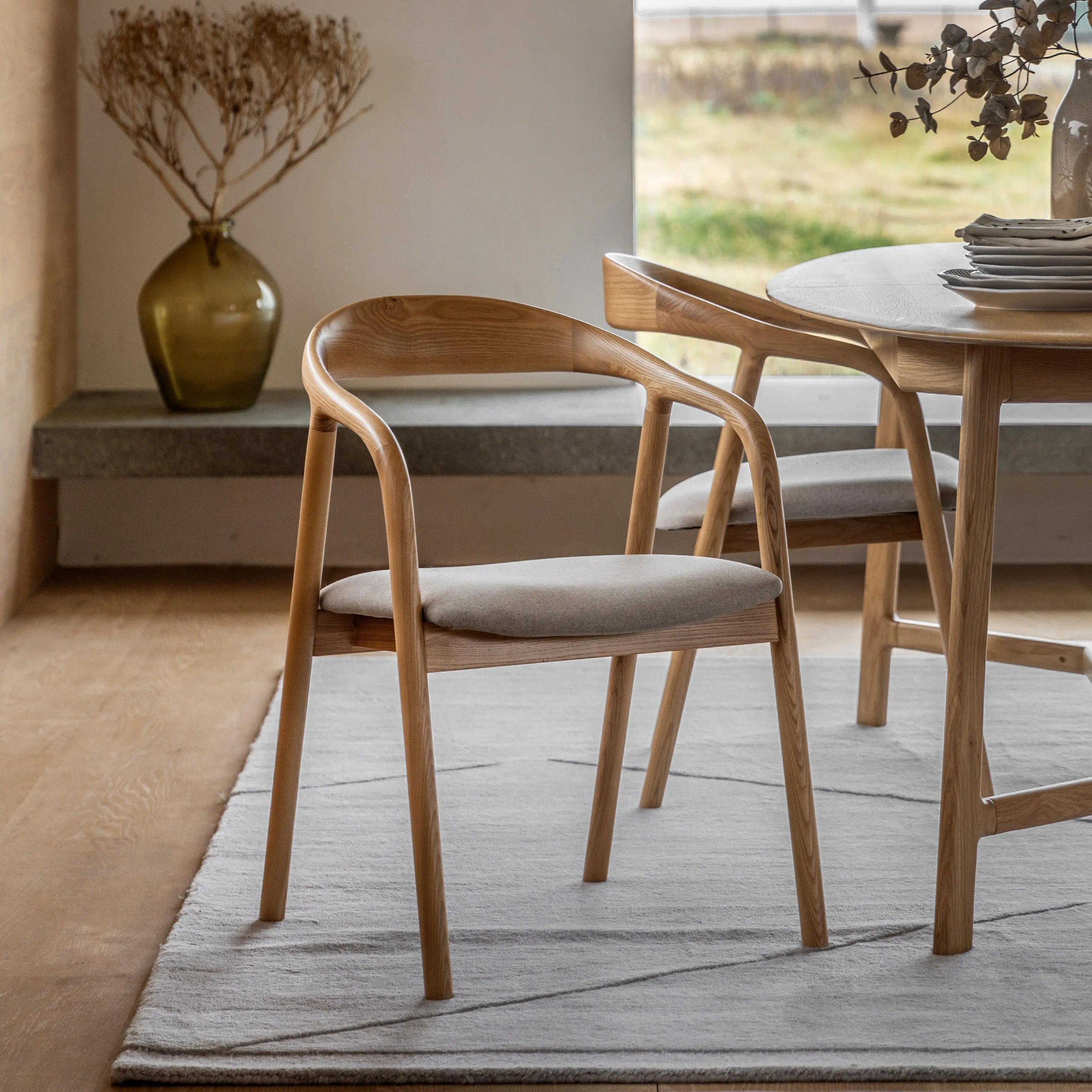 Madaro Set of 2 Upholstered Dining Chair in Natural - Image 3
