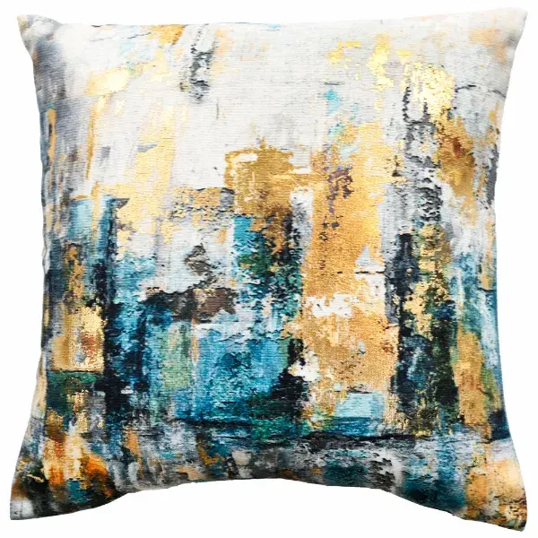 Malini Tate Cushion – Teal Decorative Cushion with Foil Detail