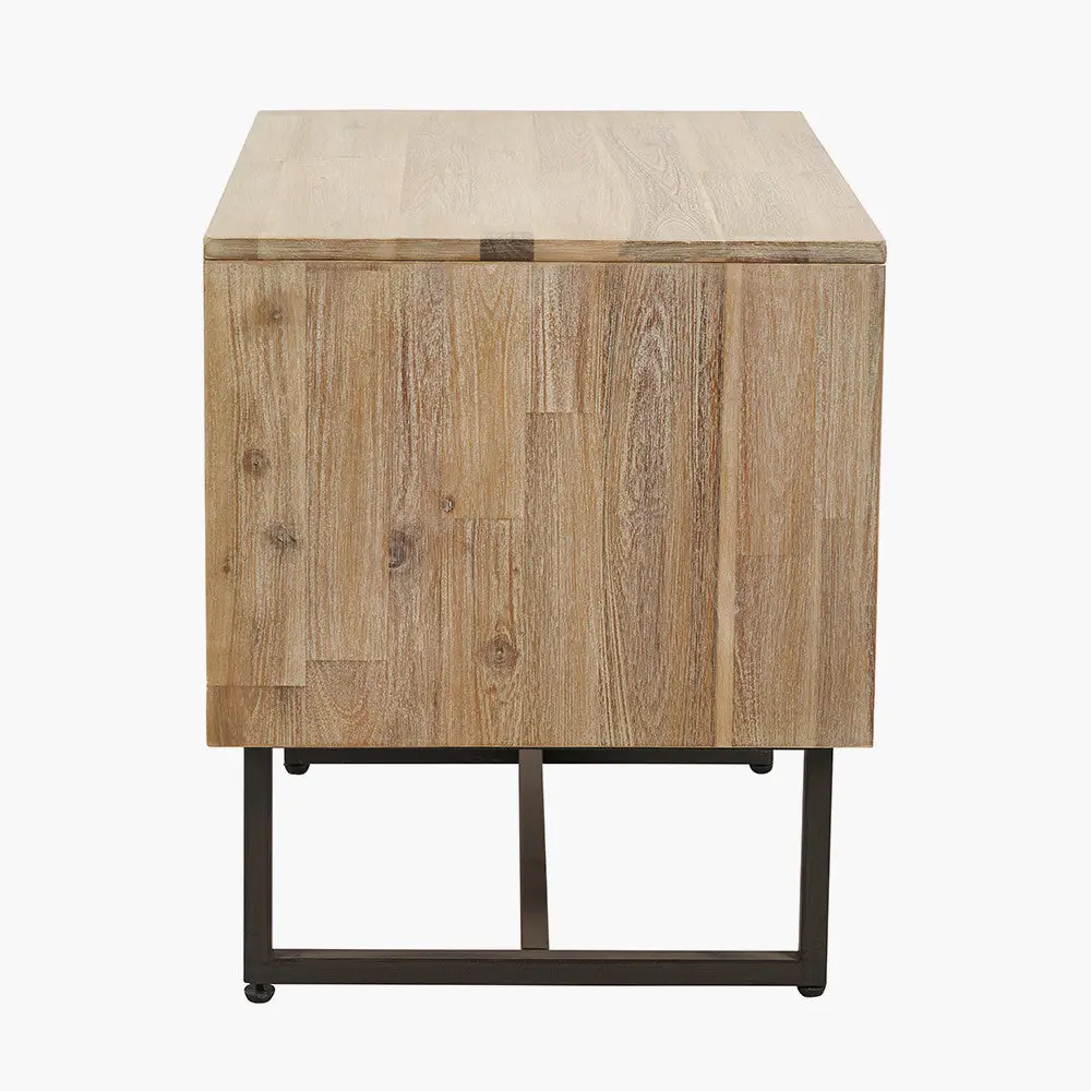 Marca Sand Wash Acacia Wood Bedside Table – 1 Drawer & Shelf - Image 4