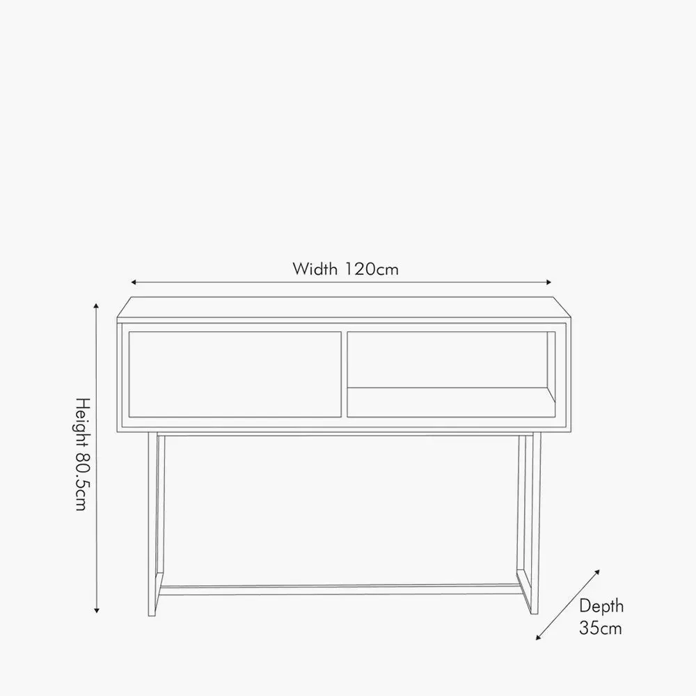 Marca Sand Wash Acacia Wood and Black Metal 1 Drawer Console Table - Image 6