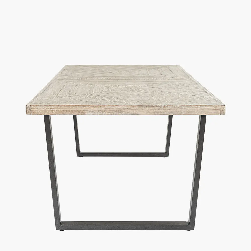 Marca Sand Wash Acacia Wood Dining Table – 8-Seater with Black Metal Legs - Image 4