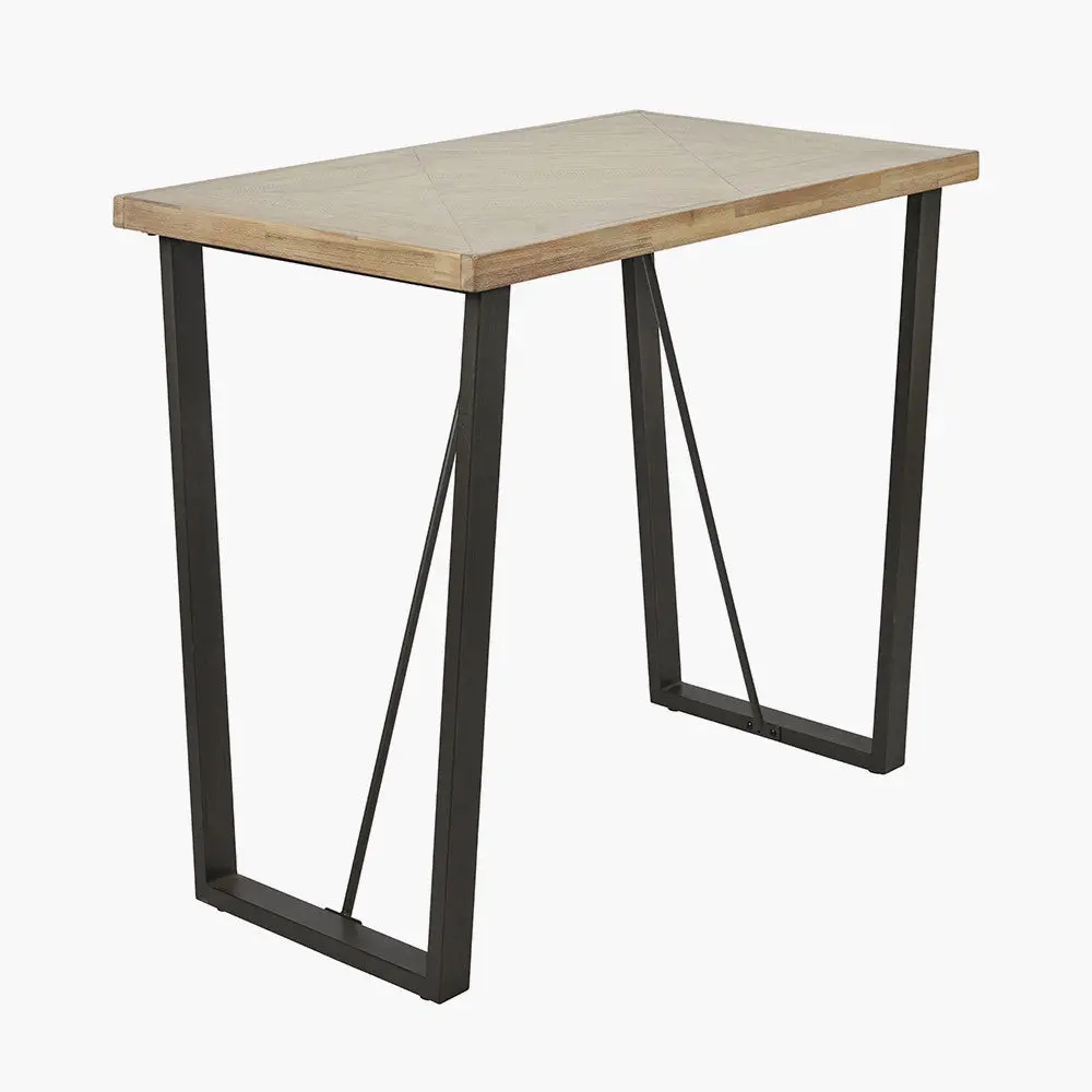 Marca Sand Wash Acacia Wood and Black Metal Bar Table - Image 5