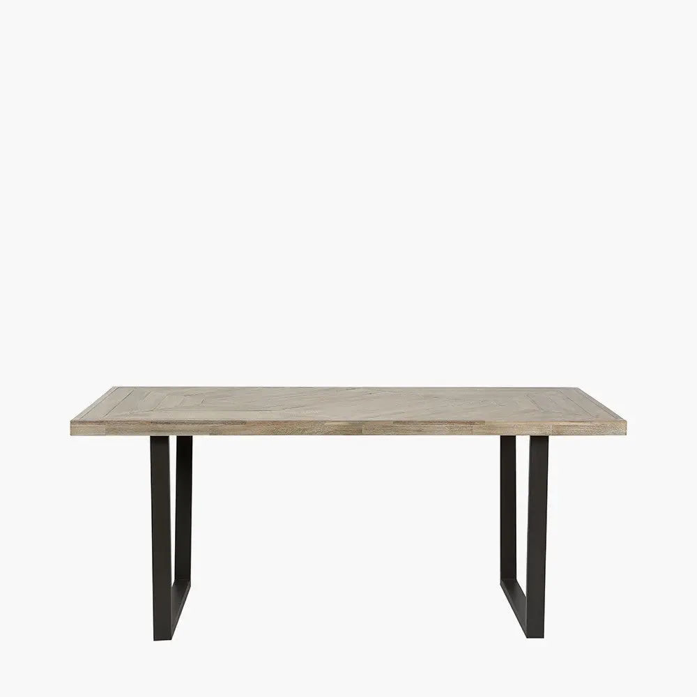 Marca Sand Wash Acacia Wood and Black Metal Dining Table - Image 2
