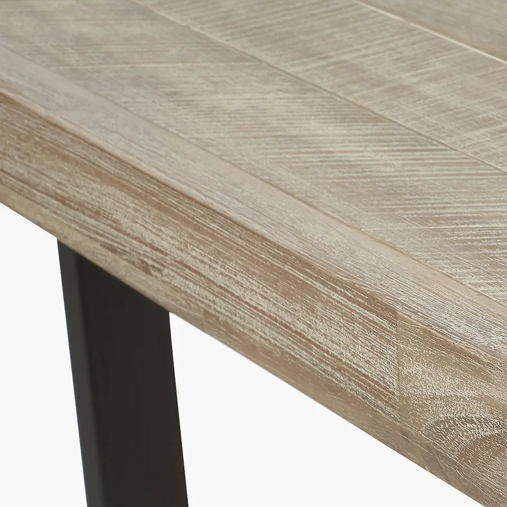 Marca Sand Wash Acacia Wood and Black Metal Dining Table - Image 4