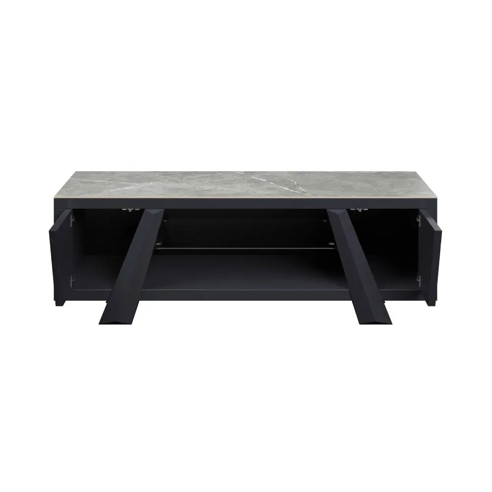 Marlo Matte Grey Ceramic TV Unit – Sintered Stone Media Cabinet - Image 3