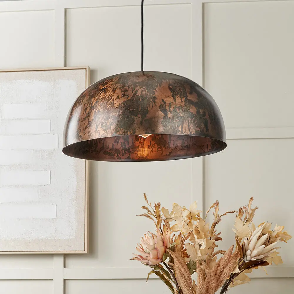 Mason Copper Effect Wide Domed Metal Pendant - Image 7