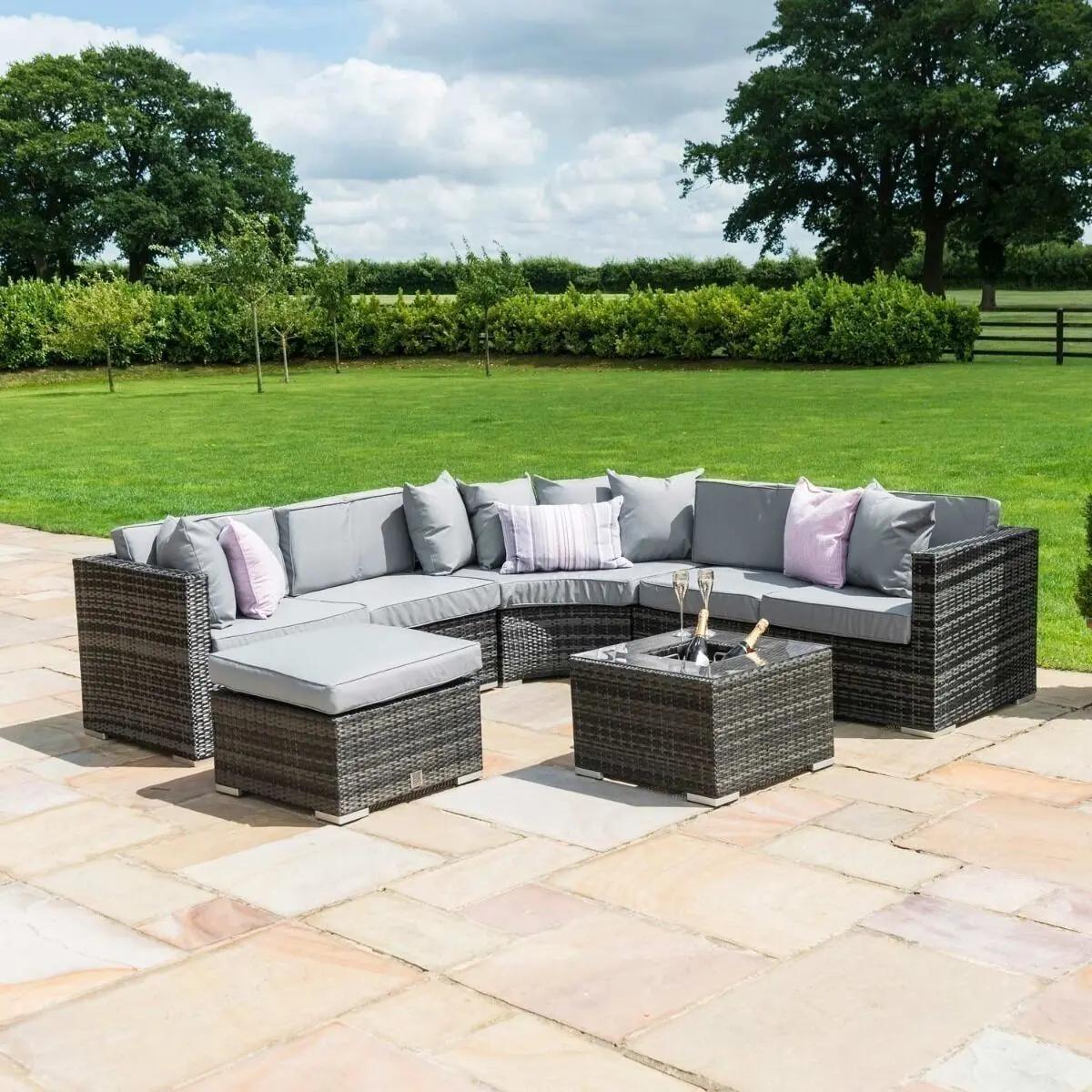 Barcelona Grey Corner Group Garden Furniture with Ice Bucket - Image 4