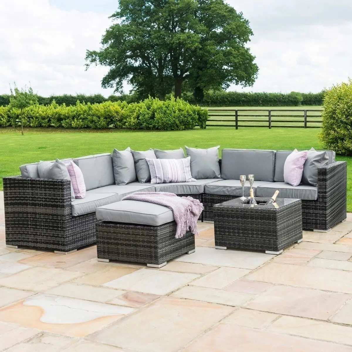 Barcelona Grey Corner Group Garden Furniture with Ice Bucket - Image 6