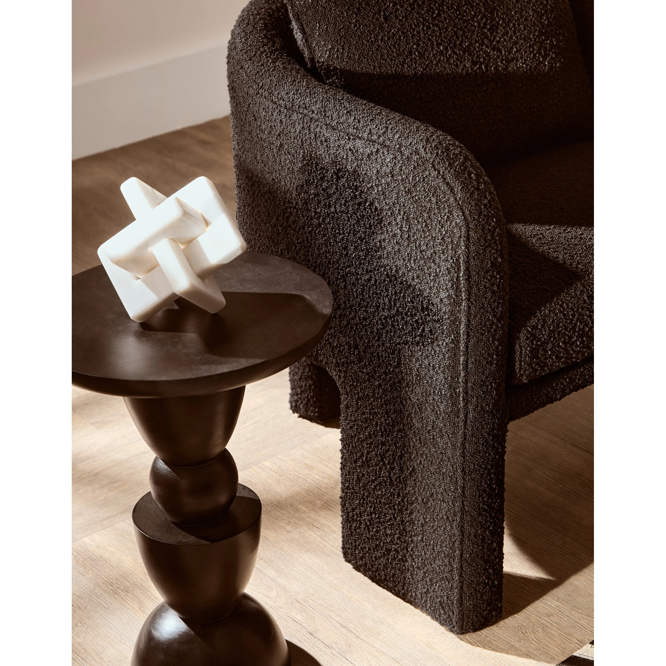 Mazzero Black Boucle Curved Armchair - Image 6