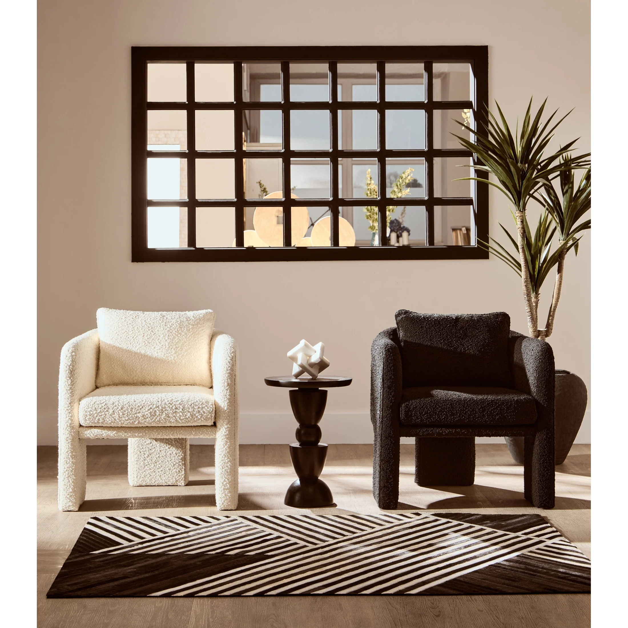 Mazzero Ivory Boucle Curved Armchair - Image 2