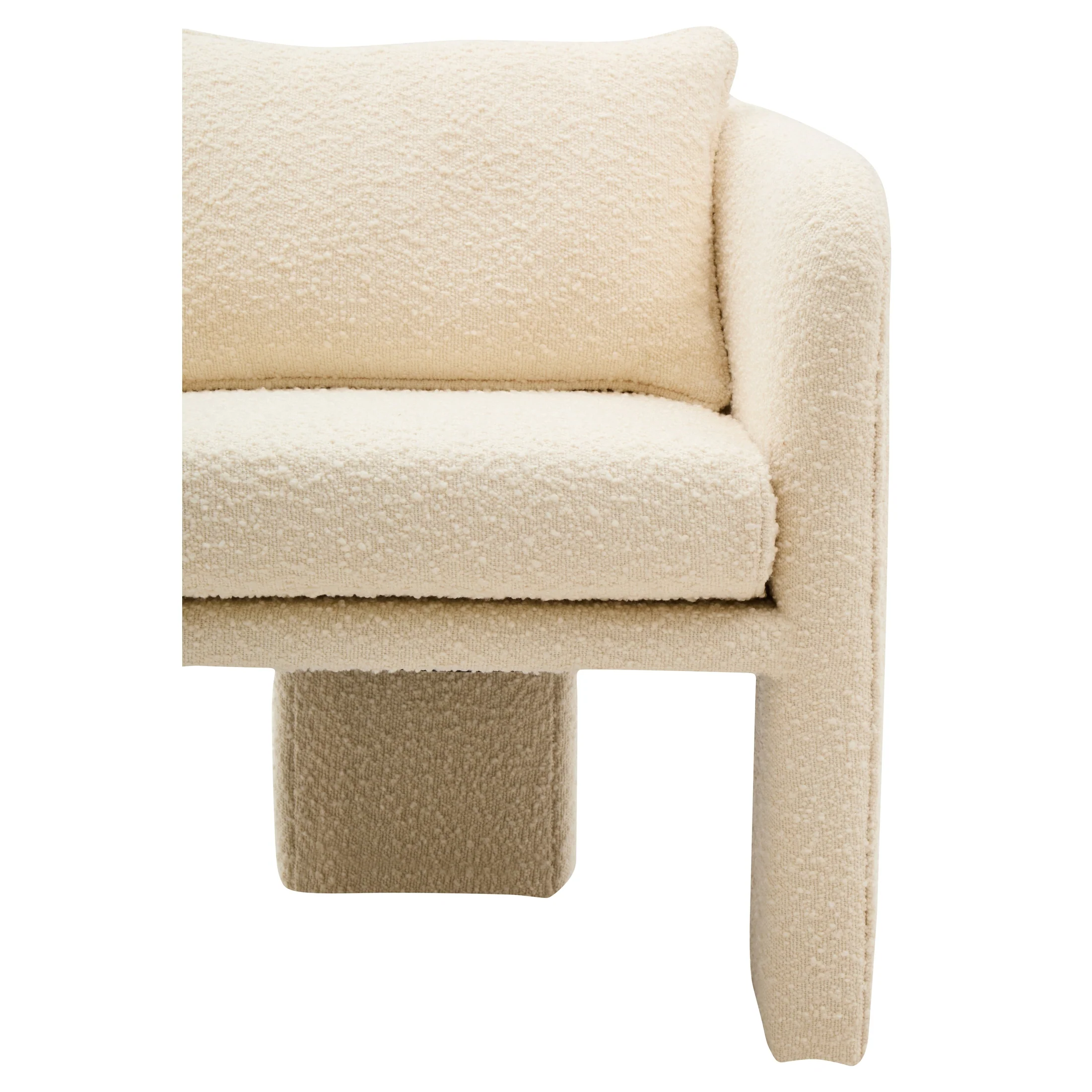 Mazzero Ivory Boucle Curved Armchair - Image 7