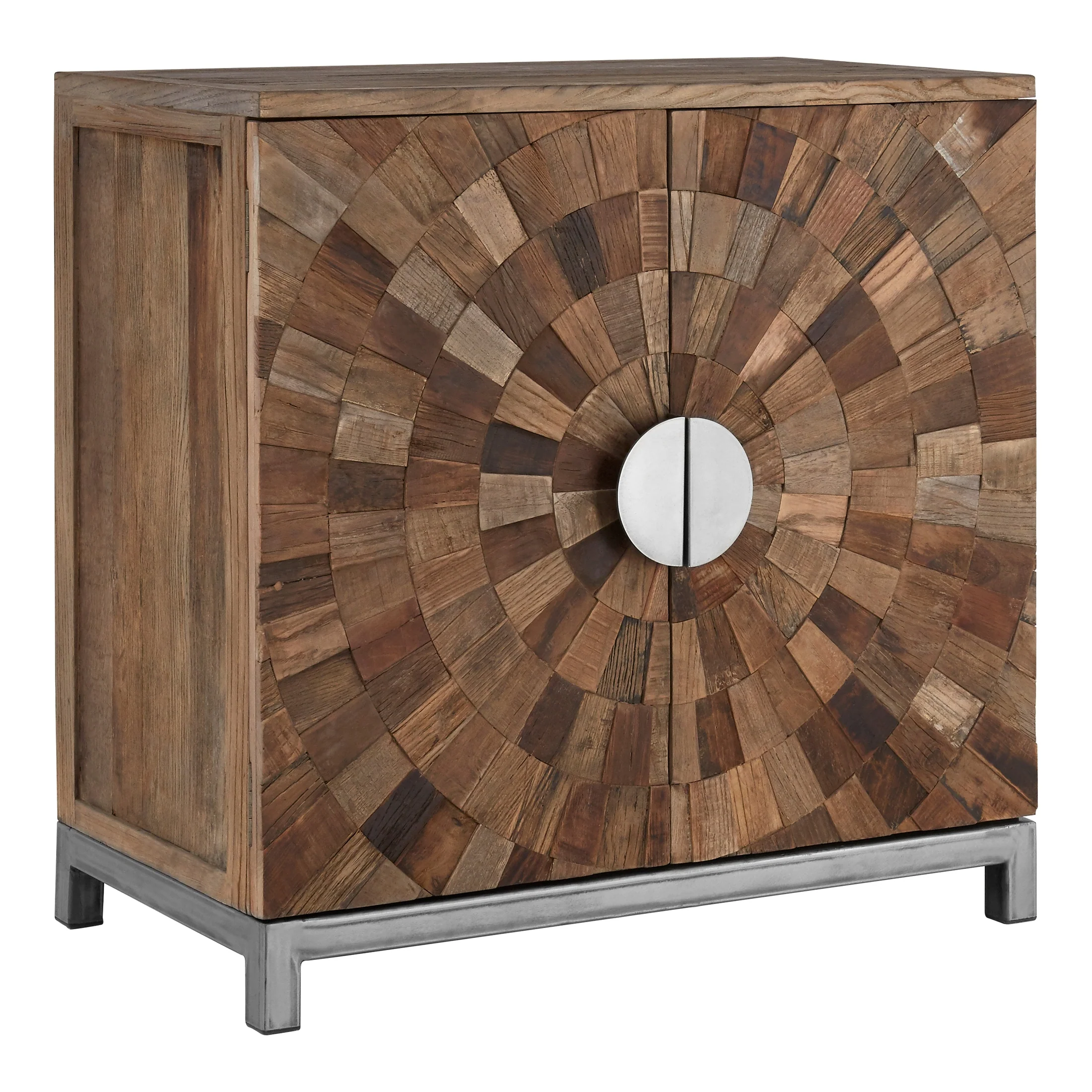 Midaro Large 2 Door Elm Wood Cabinet with Sunburst Design - Image 14