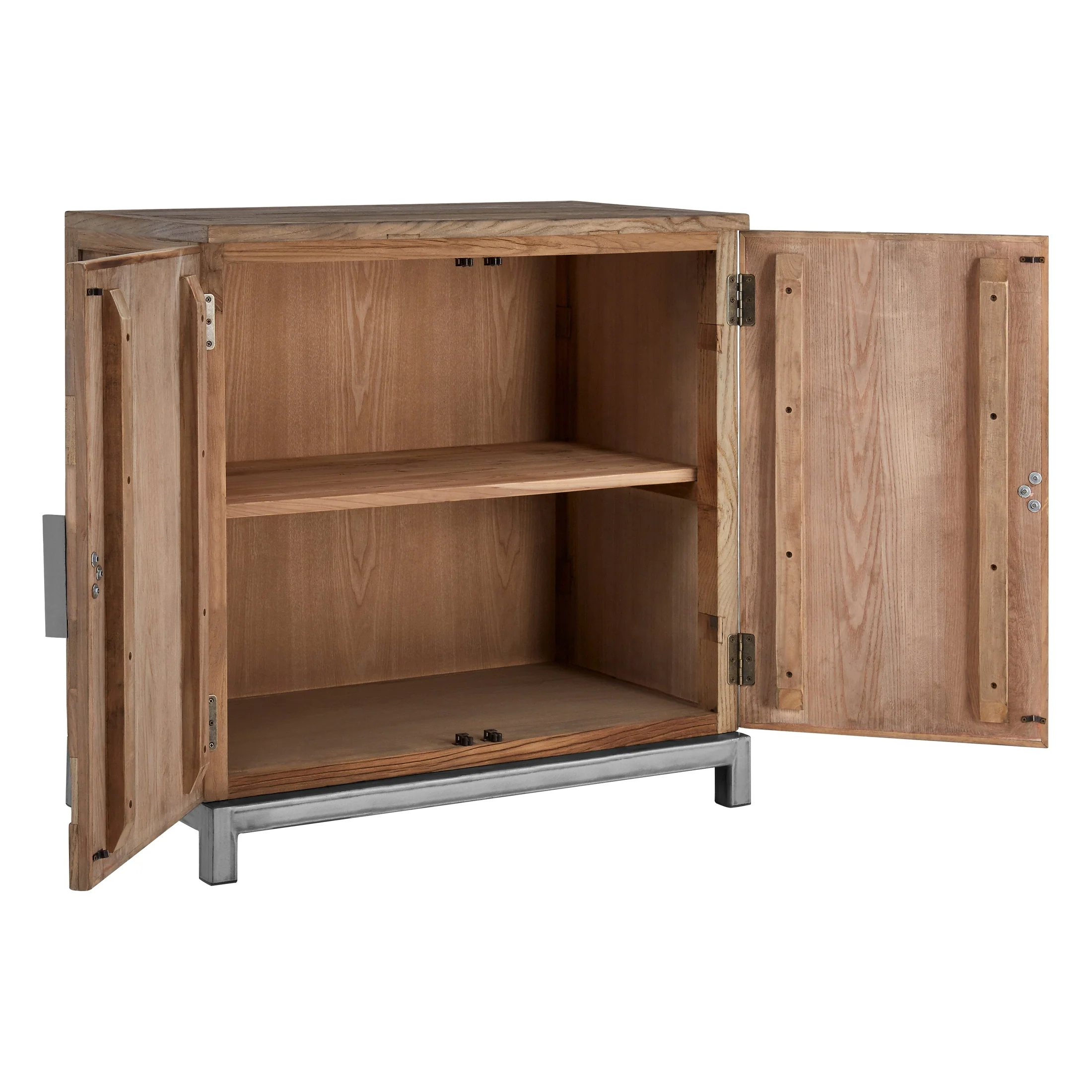 Midaro Large 2 Door Elm Wood Cabinet with Sunburst Design - Image 3