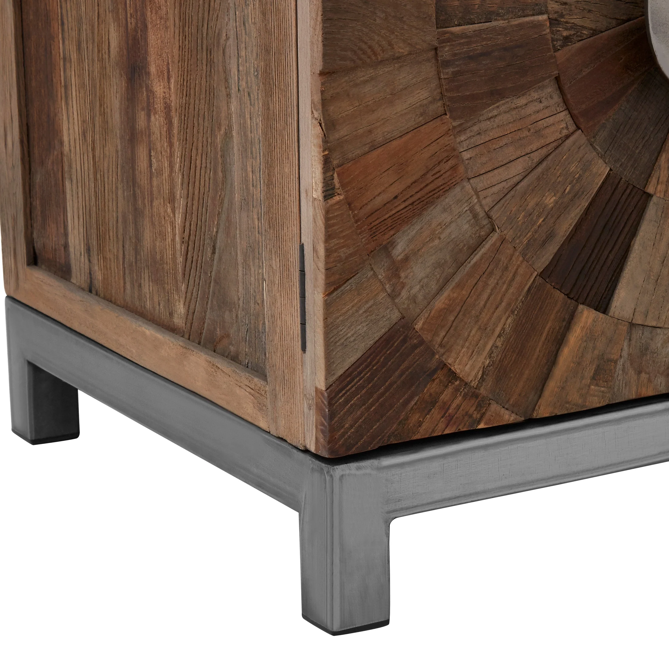 Midaro Small 2 Door Elm Wood Cabinet with Circular Handles - Image 7