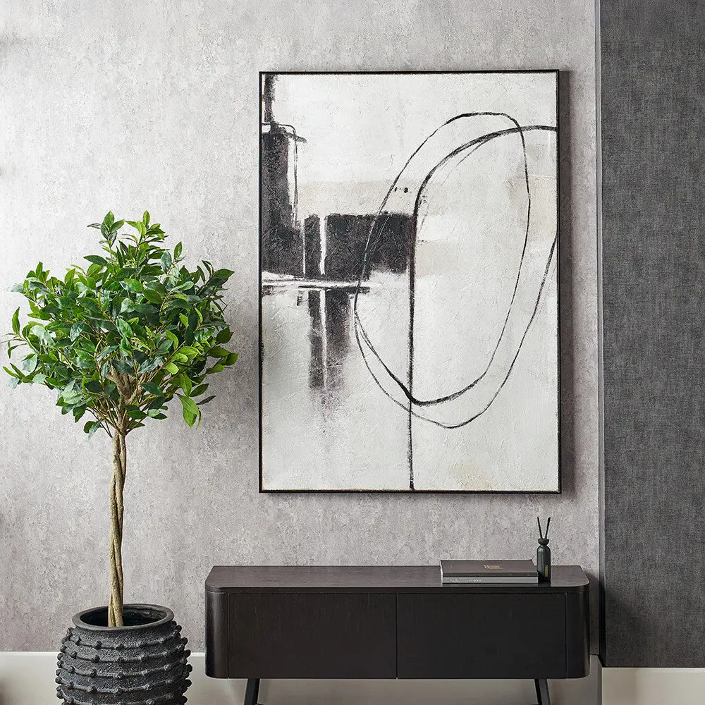 Monochrome Abstract Canvas with Black Frame - Pacific Lifestyle