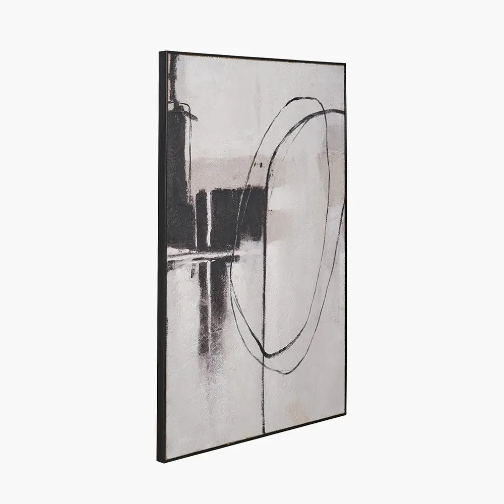 Monochrome Abstract Canvas with Black Frame - Pacific Lifestyle - Image 2