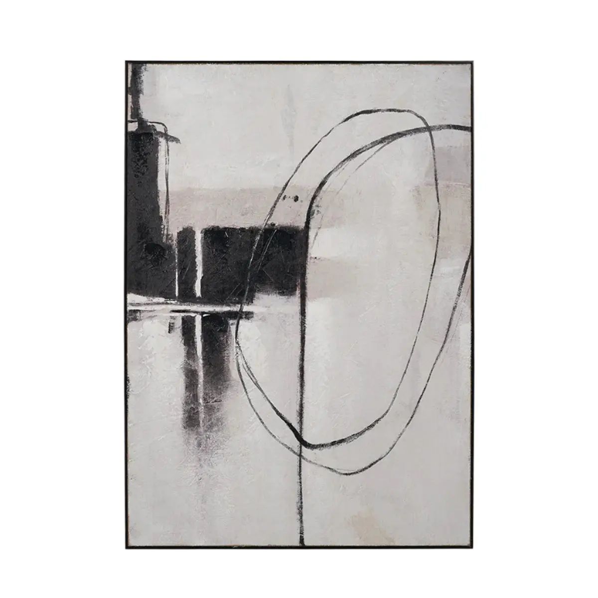 Monochrome Abstract Canvas with Black Frame - Pacific Lifestyle - Image 3