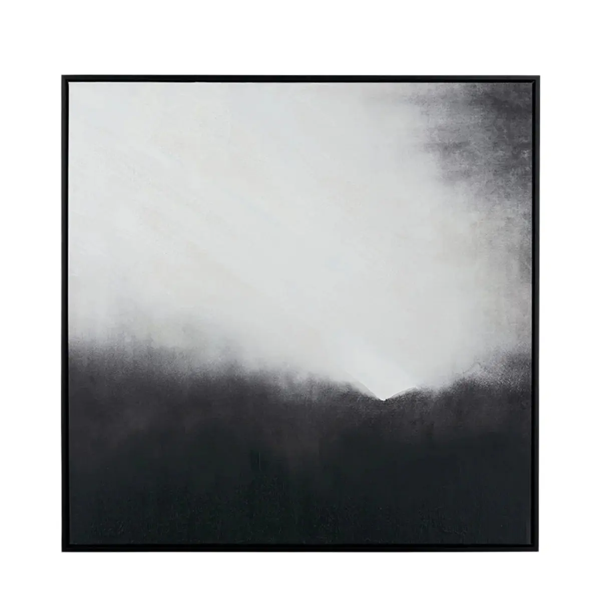 Monochrome Abstract Square Canvas with Black Frame - Image 2