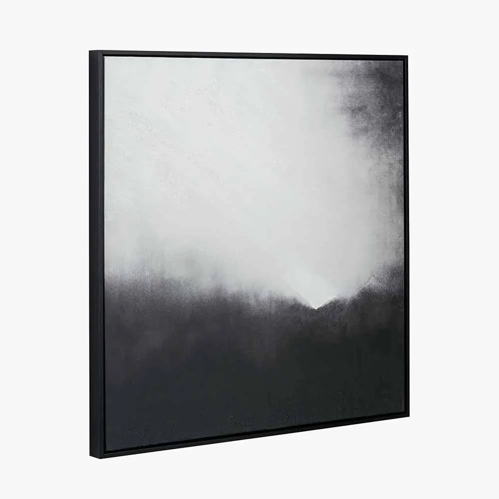 Monochrome Abstract Square Canvas with Black Frame - Image 3