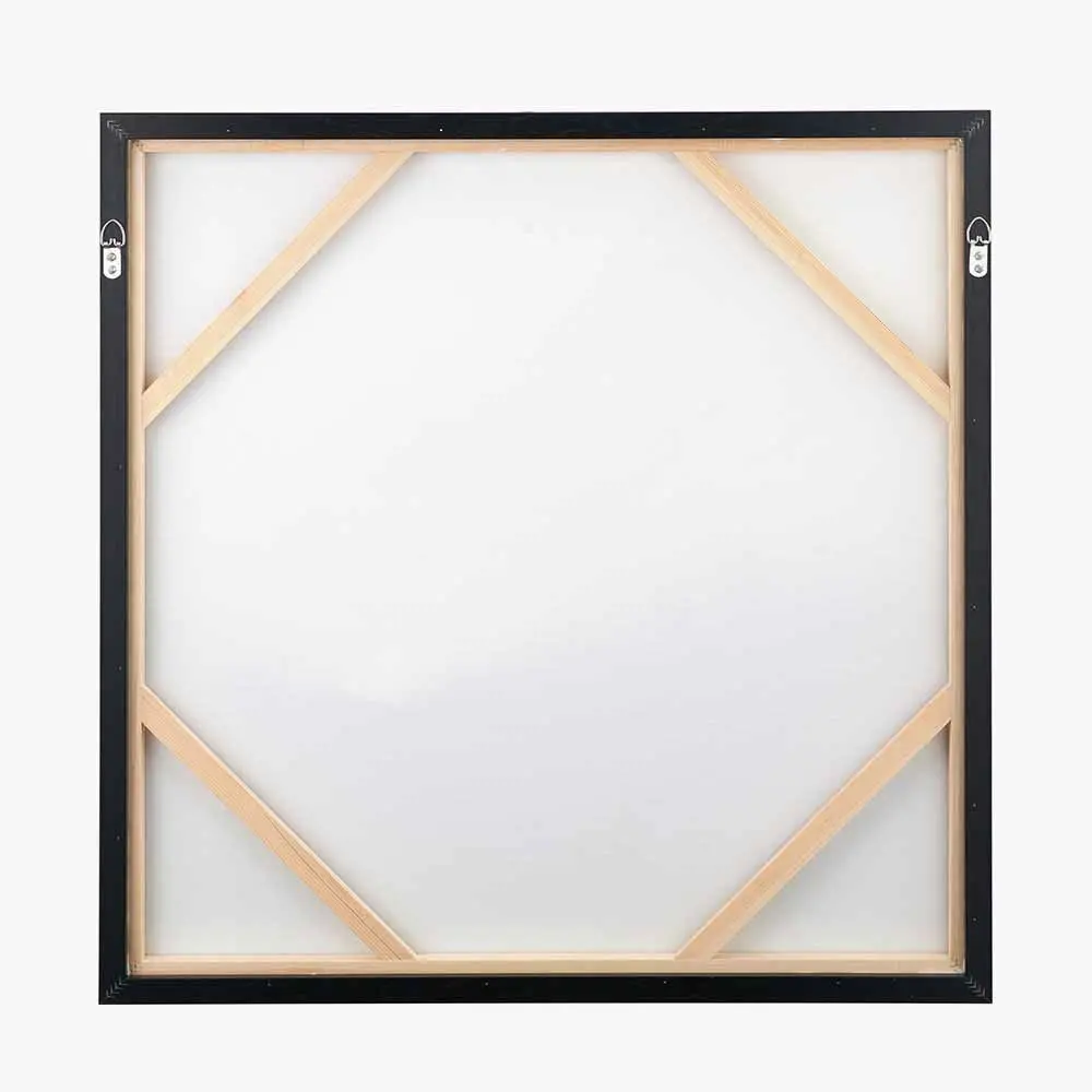Monochrome Abstract Square Canvas with Black Frame - Image 9