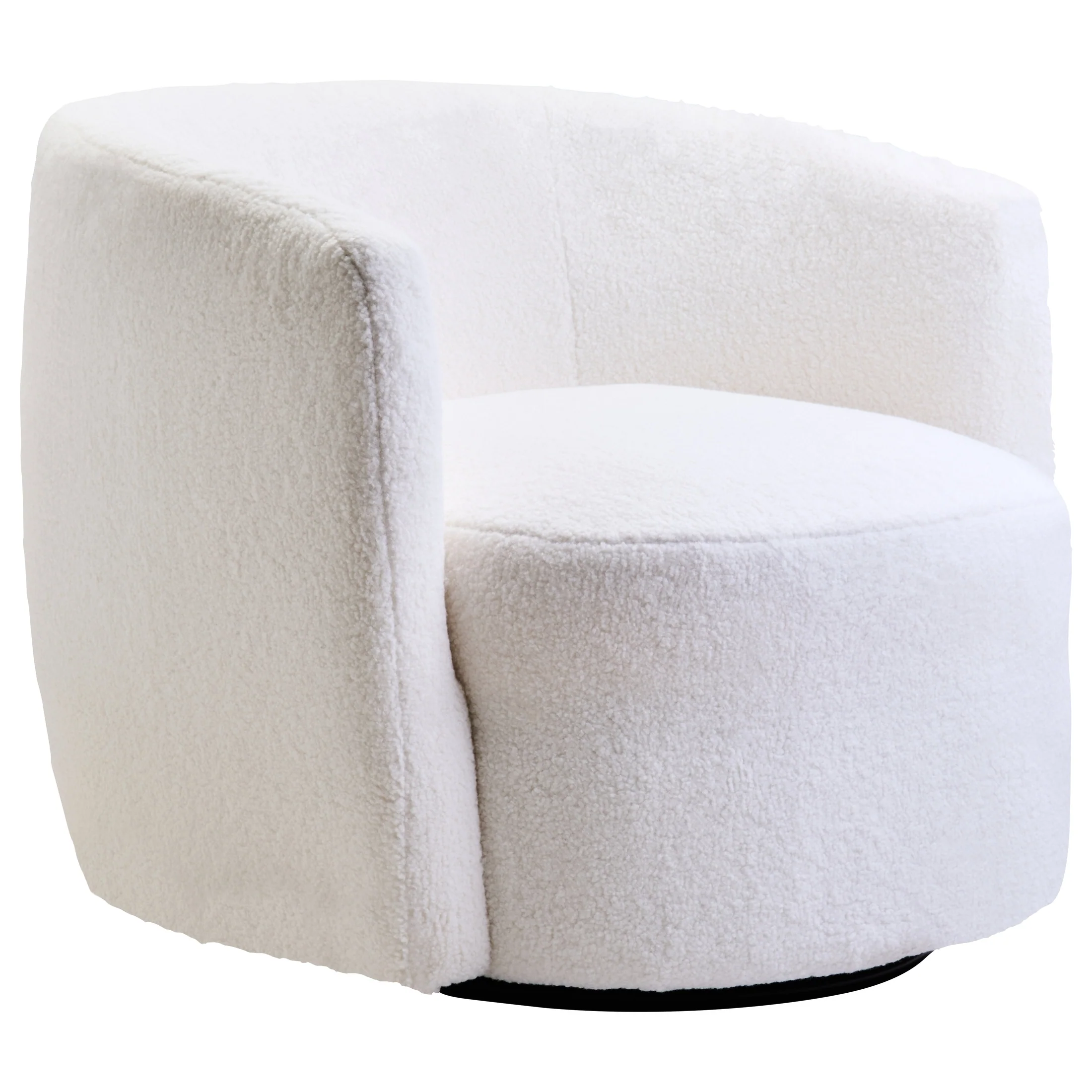 Montrose Ivory Bouclé Effect Curved Lounge Chair with Swivel Base