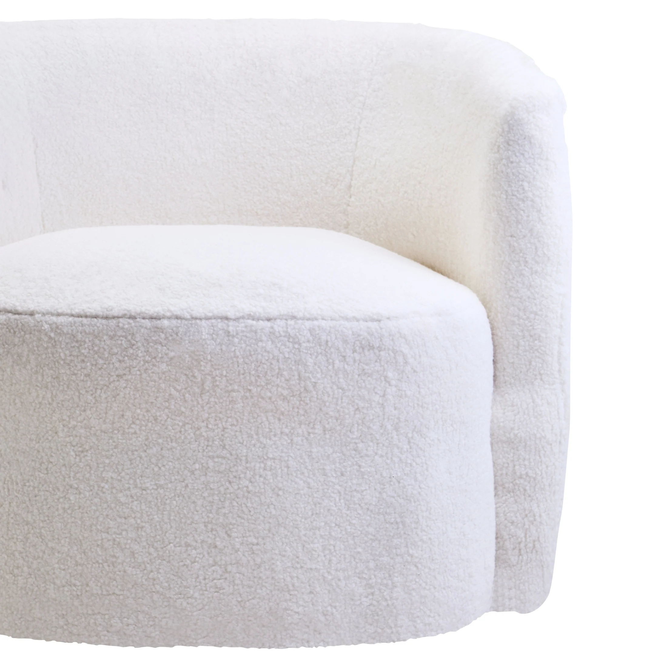Montrose Ivory Bouclé Effect Curved Lounge Chair with Swivel Base - Image 10
