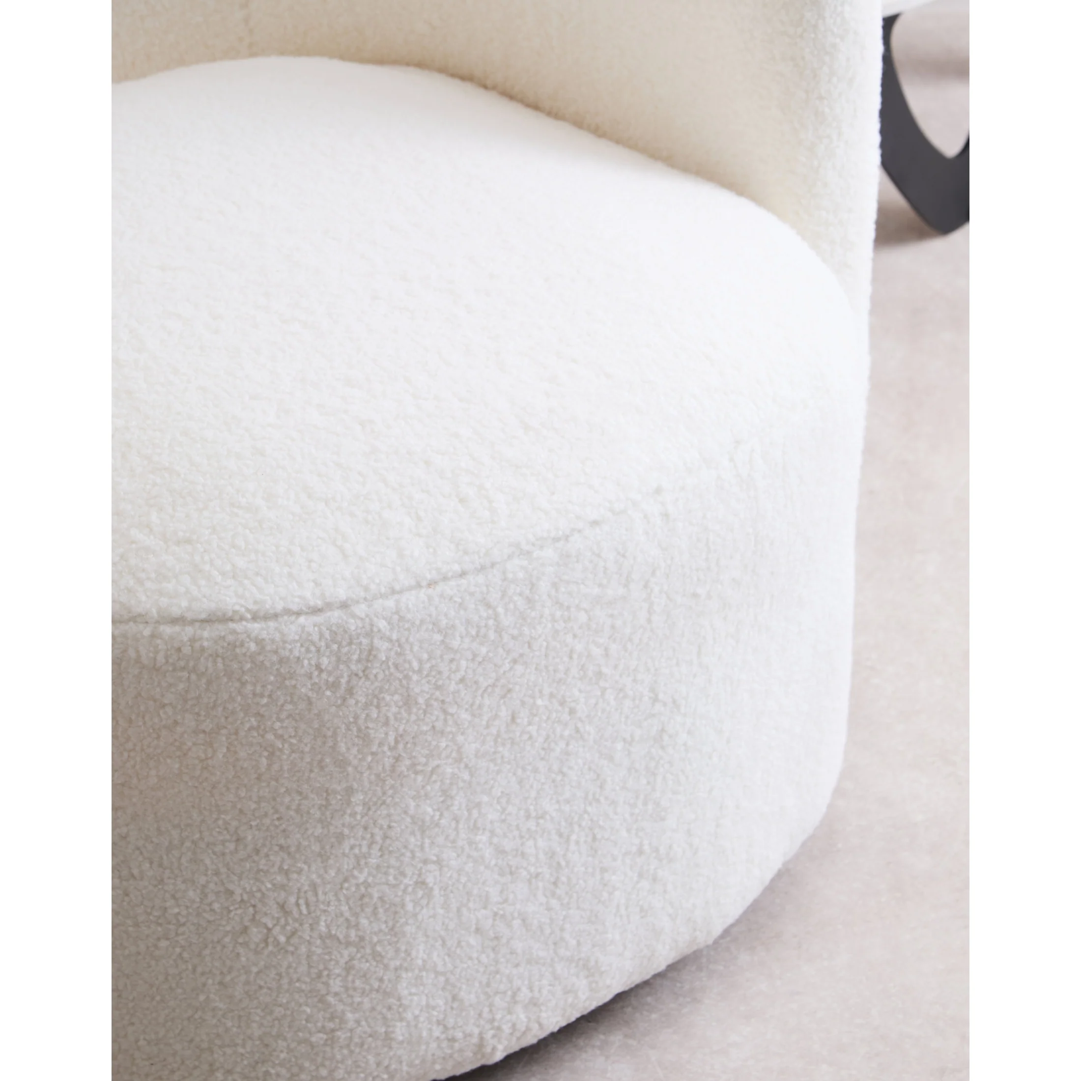 Montrose Ivory Bouclé Effect Curved Lounge Chair with Swivel Base - Image 4
