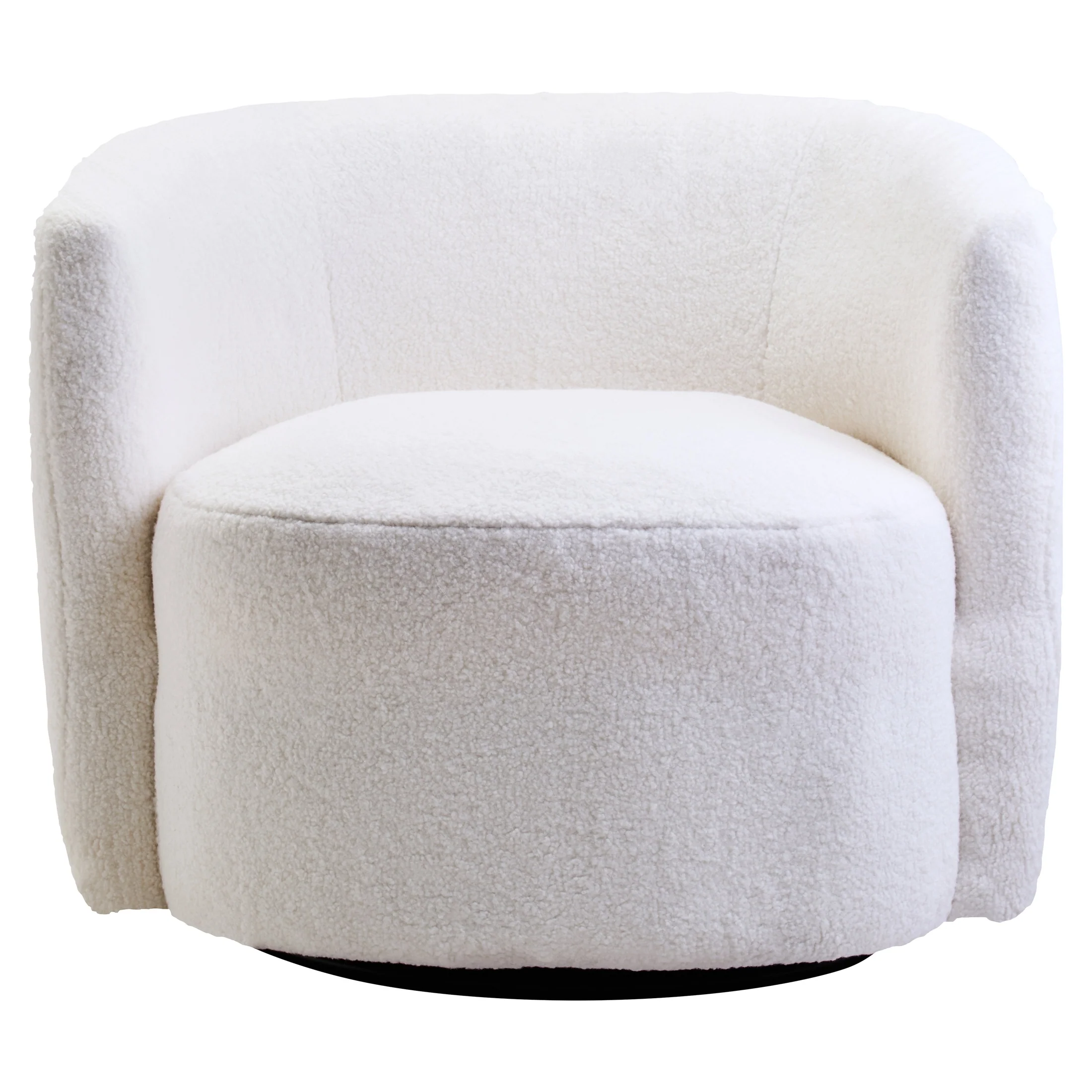 Montrose Ivory Bouclé Effect Curved Lounge Chair with Swivel Base - Image 5